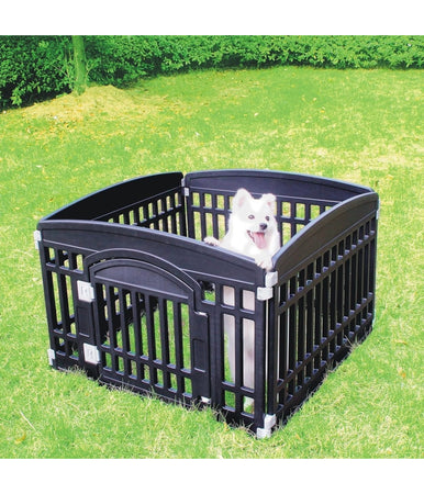 Box A 4 Pannelli Con Porta Recinto Per Cani Gatti Animali Taglia Media Piccola