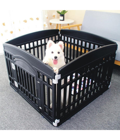 Box A 4 Pannelli Con Porta Recinto Per Cani Gatti Animali Taglia Media Piccola