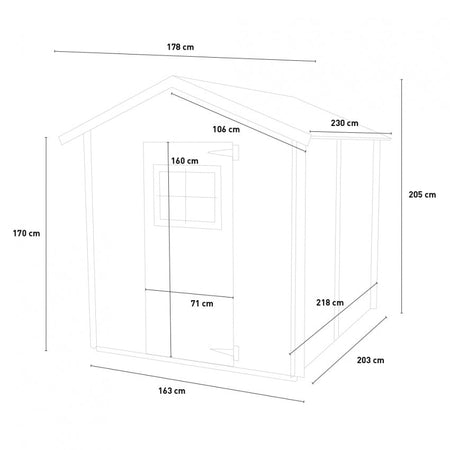 Casetta in legno con porta e finestra deposito da giardino per attrezzi "Made in Italy" 178 x 218 x h 203 cm