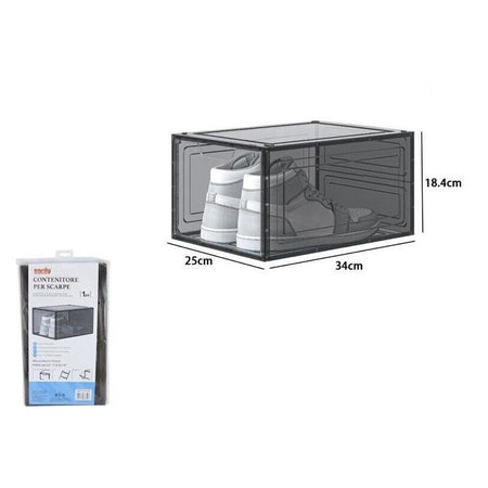 Box Contenitore Per Scarpe Calzature Scatola Portascarpe Inpilabile 34x25x18.4cm 87649