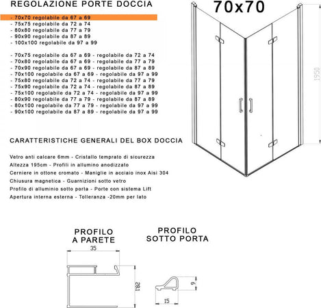Box-Doccia-2-lati-a-Libro-a-doppia-anta-pieghevole-Trasparente-Anticalcare-6mm-H195-Butterfly