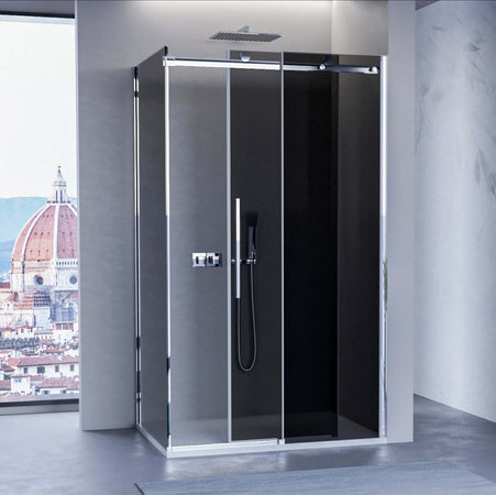 Box Doccia 2 lati Scorrevole Fumè Anticalcare 8mm H195 Dolomia Fai da te/Attrezzature per cucine e bagni/Attrezzature per bagni/Docce e componenti doccia/Box doccia StileBagno - Roma, Commerciovirtuoso.it