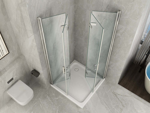 Box Doccia Angolare Design Moderno Cristallo Trasparente Box Doccia Due Lati Ad Anta a Libro Apertura Totale Cancer Fai da te/Attrezzature per cucine e bagni/Attrezzature per bagni/Docce e componenti doccia/Box doccia Shopbagno.it - Roma, Commerciovirtuoso.it