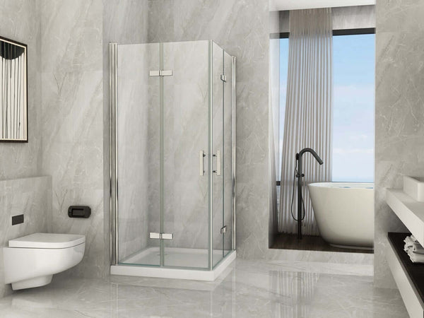 Box Doccia Angolare Design Moderno Cristallo Trasparente Box Doccia Due Lati Ad Anta a Libro Apertura Totale Cancer Fai da te/Attrezzature per cucine e bagni/Attrezzature per bagni/Docce e componenti doccia/Box doccia Shopbagno.it - Roma, Commerciovirtuoso.it