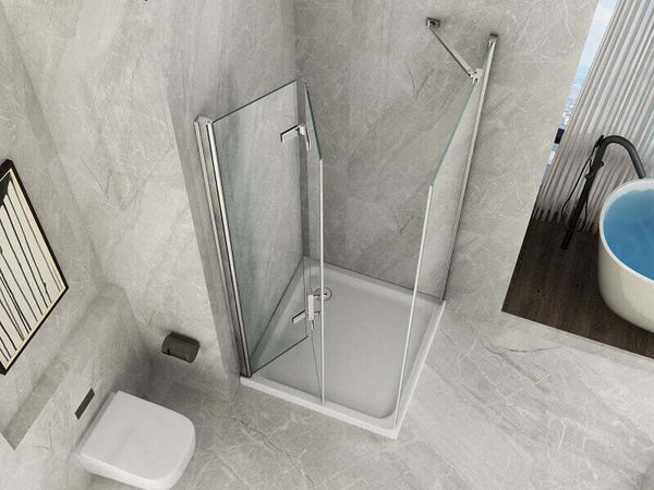 Box Doccia Angolare H195 Design Moderno Cristallo Trasparente Box Doccia Lato Fisso E Anta a Libro Apertura Totale Cancer Fai da te/Attrezzature per cucine e bagni/Attrezzature per bagni/Docce e componenti doccia/Box doccia Shopbagno.it - Roma, Commerciovirtuoso.it