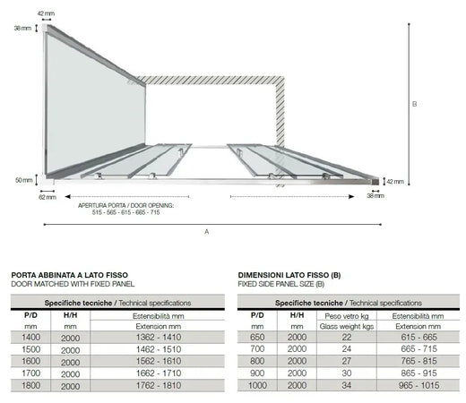 Box Doccia Cristallo Satinato Anticalcare Apertura Centrale H200 - Shopbagno.it