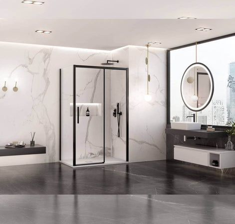 Box Doccia Cristallo Profili Neri 6mm Anticalcare Box Doccia Anta Scorrevole H195 Design Moderno Fai da te/Attrezzature per cucine e bagni/Attrezzature per bagni/Docce e componenti doccia/Box doccia Shopbagno.it - Roma, Commerciovirtuoso.it