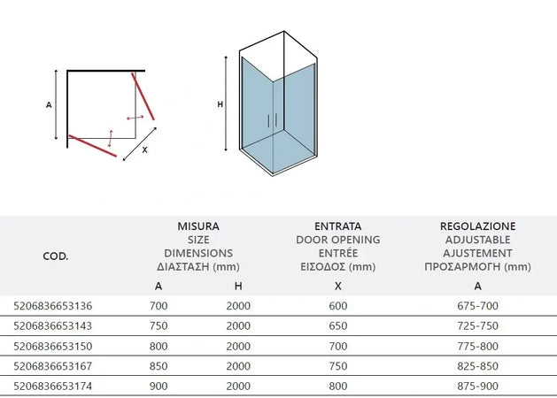 Box Doccia Fumè H200 Doppia Battente Profili Neri - Shopbagno.it