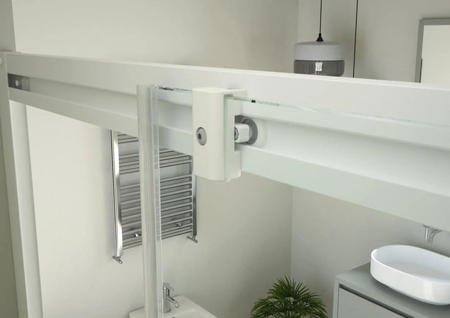 Box Doccia Scorrevole H200 Profili Neri Cristallo Stampato - BeColor - Shopbagno.it