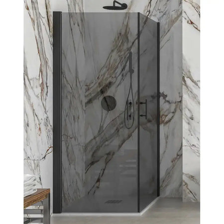 Box Doccia Fumè H200 Doppia Battente Profili Neri - Shopbagno.it