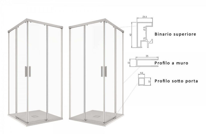 Box Doccia H195 Satinato 6mm Doppia Porta Scorrevole