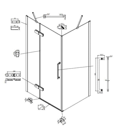 Box Doccia H200 Anta Battente 8mm Trasparente Anticalcare