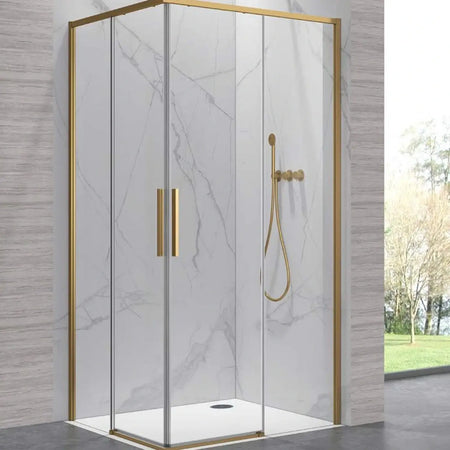 Box Doccia Doppio Scorrevole 6mm Anticalcare H200 Profili Oro