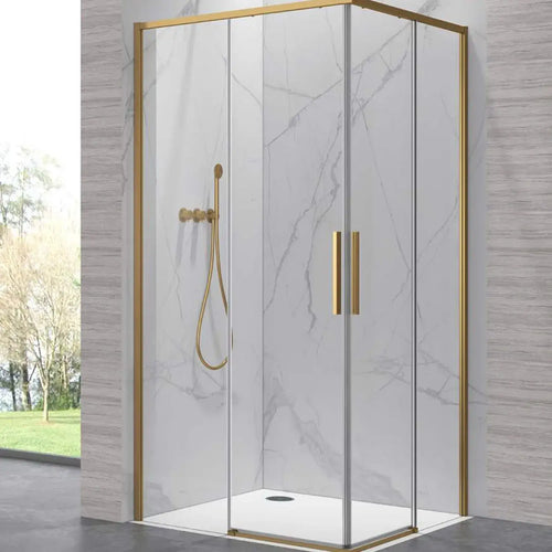 Box Doccia Doppio Scorrevole 6mm Anticalcare H200 Profili Oro