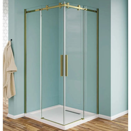 Box Doccia 8mm Profili Oro Doppia Scorrevole H190 Inox