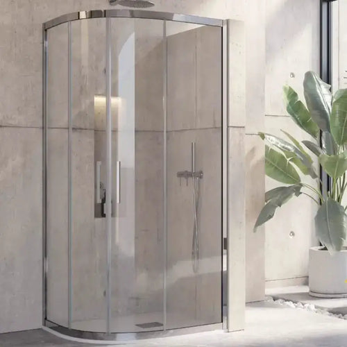 Box Doccia 90x90 Semicircolare Acciaio Inox Trasparente 8mm H190