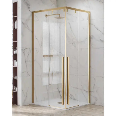 Box Doccia Soft-Close H200 8mm Anticalcare Profili Oro Spazzolato