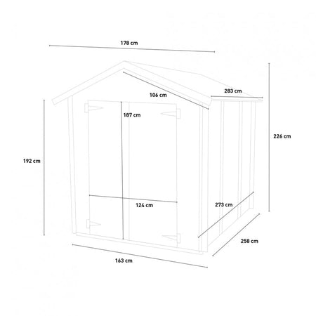 Casetta in legno deposito per stoccaggio 2 bancali di pellets "Made in Italy"  178 x 273 x h 226 cm