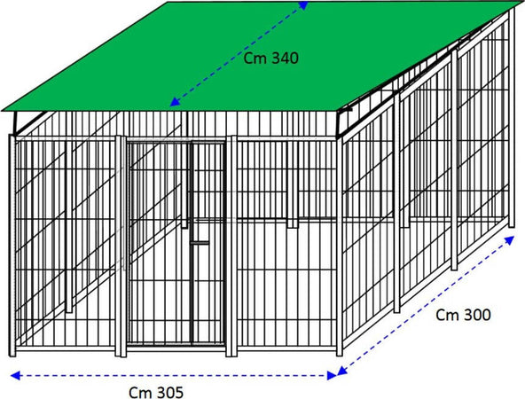 Box per Cani da Esterno Coperto con Zincatura a Caldo da 300x300xh180 Cm Prodotti per animali domestici/Cani/Cucce gabbiette e recinzioni/Recinti da esterno Ogomondo - Martina Franca, Commerciovirtuoso.it