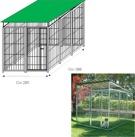 Box per Cani da Esterno Coperto con Zincatura Elettrolitica da 300x200xh180 Cm Prodotti per animali domestici/Cani/Cucce gabbiette e recinzioni/Recinti da esterno Ogomondo - Martina Franca, Commerciovirtuoso.it