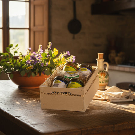 Box-Regalo-In-Legno,-Idea-Regalo,-Prodotti-Artigianali-E-Regionali-Campani,-Miele-Artigianale,-Confetture,-Sott’oli,-Caramelle-Al-Miele-Laian-Natura