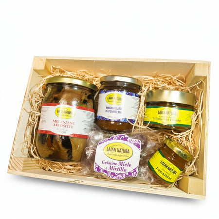 Box-Regalo-In-Legno,-Idea-Regalo,-Prodotti-Artigianali-E-Regionali-Campani,-Miele-Artigianale,-Confetture,-Sott’oli,-Caramelle-Al-Miele-Laian-Natura