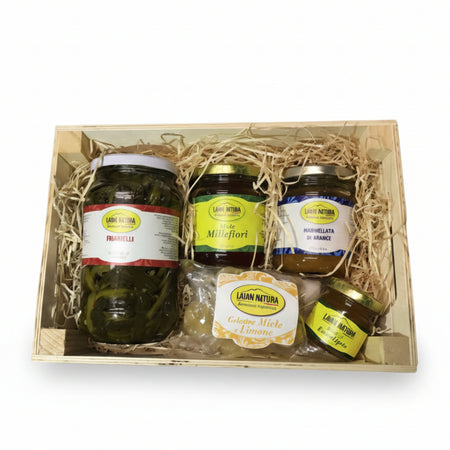 Box-Regalo-In-Legno,-Idea-Regalo,-Prodotti-Artigianali-E-Regionali-Campani,-Miele-Artigianale,-Confetture,-Sott’oli,-Caramelle-Al-Miele-Laian-Natura