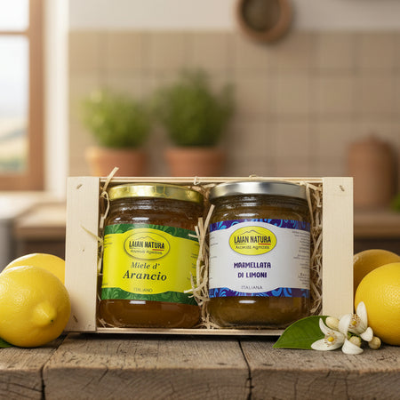 Box-Regalo-In-Legno,-Idea-Regalo,-Prodotti-Artigianali-E-Regionali-Campani,-Miele-Artigianale,-Confetture,-Sott’oli,-Caramelle-Al-Miele-Laian-Natura