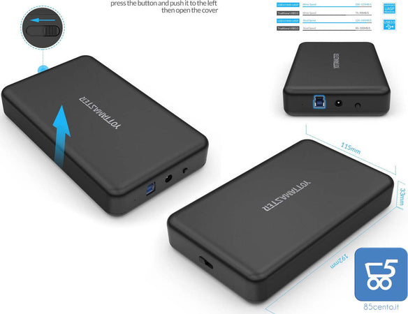 Box Yottamaster per Hard Disk 3.5" USB 3.0 SATA III Dati Foto Video