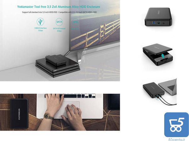 Box Yottamaster per Hard Disk 3.5" USB 3.0 SATA III Dati Foto Video