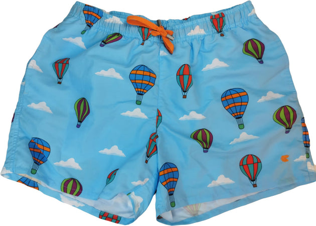 Boxer mare uomo Gallo - fantasia mongolfiere - colore azzurro