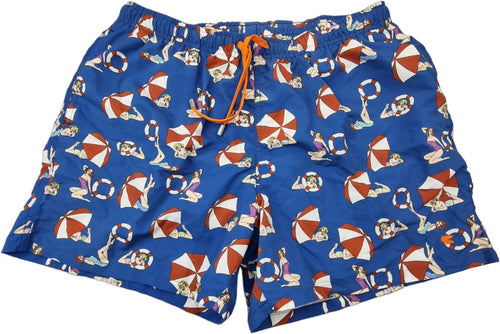 Boxer mare uomo Gallo - fantasia ombrelloni - Blu