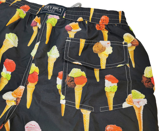 Boxer mare Uomo - Zeybra Portofino 1962 - fantasia cono gelato - colore nero opaco/multicolore