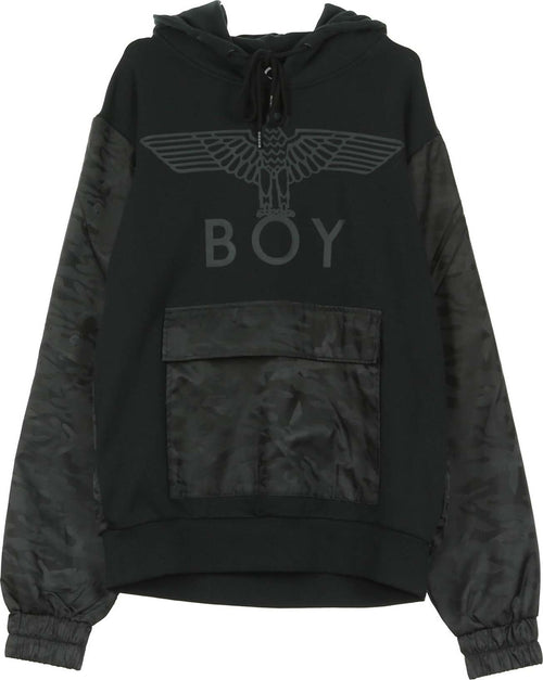 BOY-LONDON-Felpa-Cappuccio-Uomo-Camo-Hood-Black-da-uomo