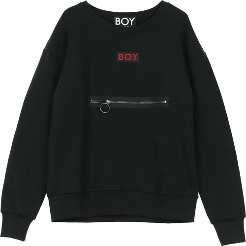 BOY-LONDON-Felpa-Girocollo-Uomo-Grosgrain-Sweat-Black/red-da-uomo