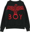 BOY-LONDON-Felpa-Girocollo-Uomo-Grosgrain-Sweat-Black/red-da-uomo