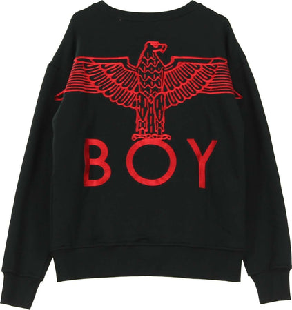 BOY-LONDON-Felpa-Girocollo-Uomo-Grosgrain-Sweat-Black/red-da-uomo