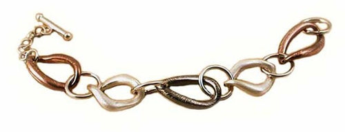 Bracciale a maglia larga in argento con placcature varie