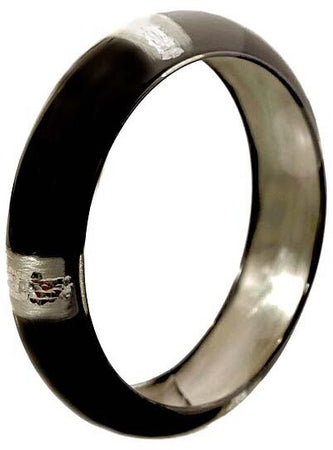Bracciale alla schiava in argento ruteniato, alternato a diamantature