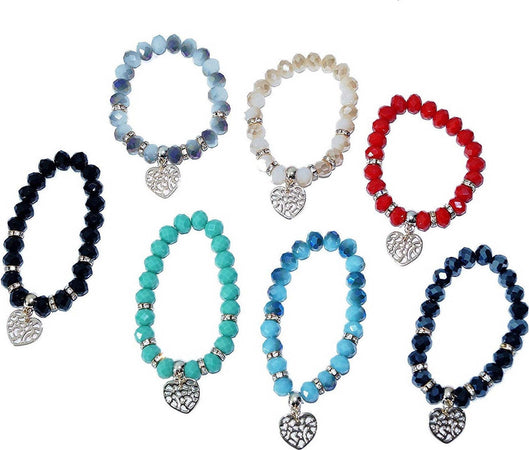 Bracciale Braccialetto Perle Ciondolo Cuore Colorati Elastico Donna Gioielli Moda/Donna/Gioielli/Bracciali Trade Shop italia - Napoli, Commerciovirtuoso.it