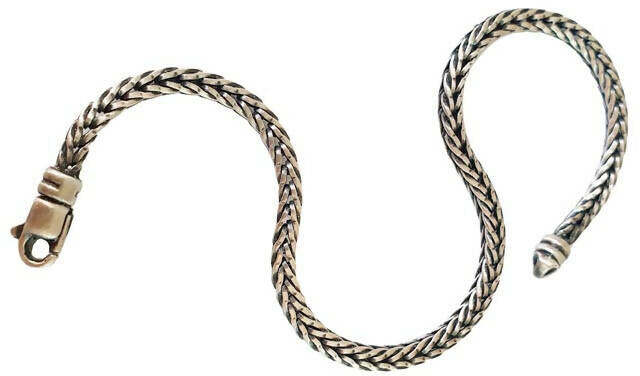 Bracciale catena intrecciata in Argento invecchiato