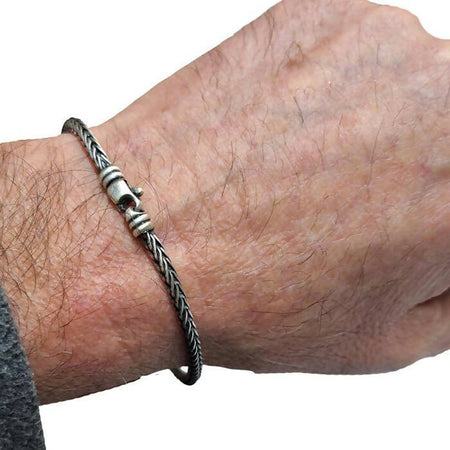 Bracciale catena intrecciata in Argento invecchiato