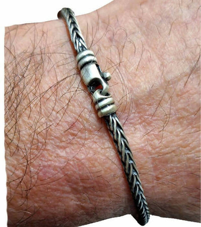 Bracciale catena intrecciata in Argento invecchiato