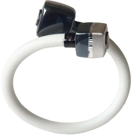 Bracciale caucciù bianco con finali in argento