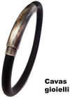 Bracciale caucciù nero e argento vintage