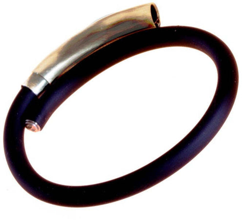 Bracciale caucciù nero e argento vintage