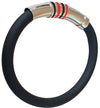 Bracciale cuore rossonero, bracciale argento e caucciù