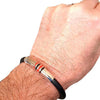 Bracciale cuore rossonero, bracciale argento e caucciù