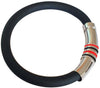 Bracciale cuore rossonero, bracciale argento e caucciù
