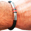 Bracciale cuore rossonero, bracciale argento e caucciù